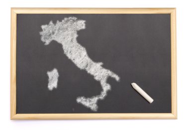 Blackboard bir tebeşir ve İtalya üzerine çizilmiş şekil ile. (seri