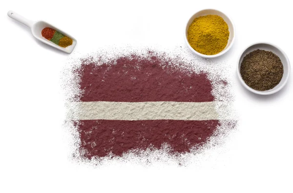 形成的拉脱维亚旗帜的香料。(系列) — 图库照片
