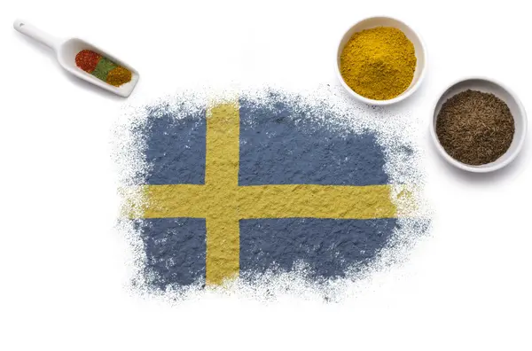 Специи, формирующие флаг Швеции. (серия ) — стоковое фото