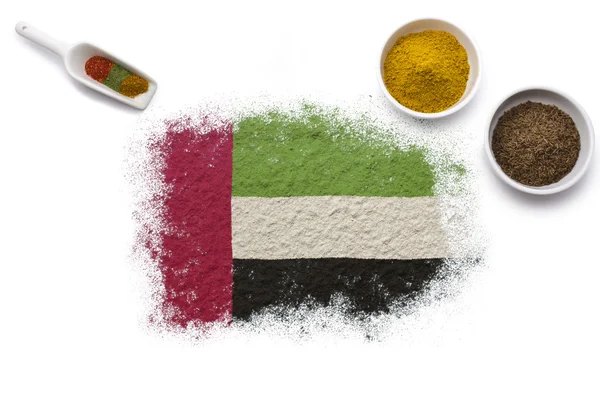 Specerijen vormen de vlag van Verenigde Arabische Emiraten. (serie) — Stockfoto