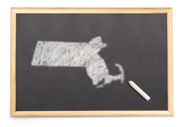 Blackboard with a chalk and the shape of Massachusetts drawn ont — ストック写真