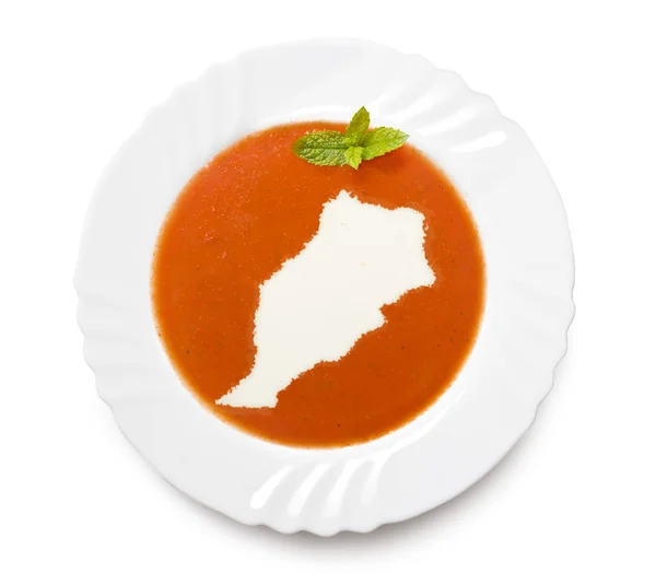 Плита томатный суп со сливками в форме Марокко. (серия ) — стоковое фото