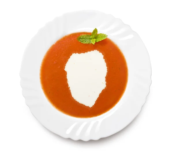 Суп из томатов со сливками в форме Сьерра-Леоне. (serie — стоковое фото