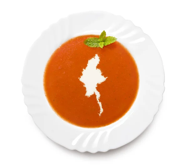 Тареловый томатный суп со сливками в форме Бирмы. (серия ) — стоковое фото