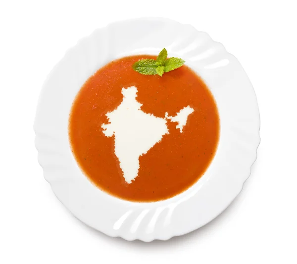 板形的印度奶油番茄汤。(系列) — 图库照片