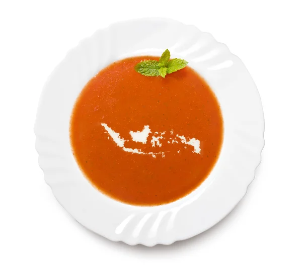 Sopa de tomate de plato con crema en forma de Indonesia. (serie ) —  Fotos de Stock