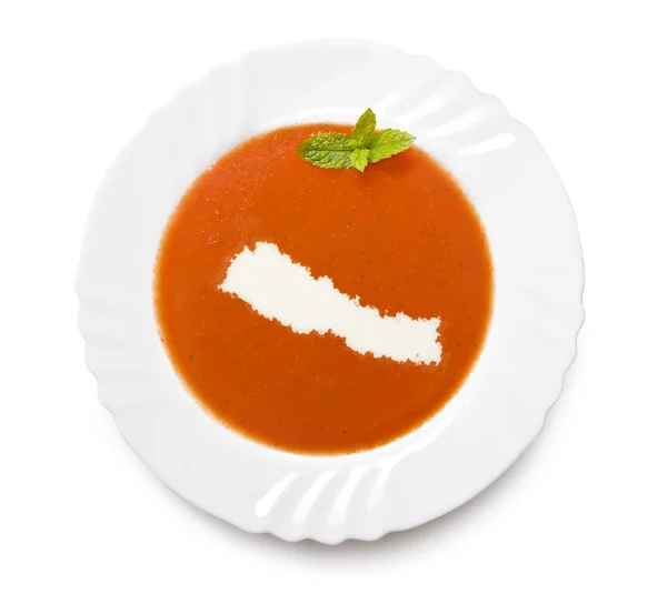 Плита томатный суп со сливками в форме Непала. (серия ) — стоковое фото