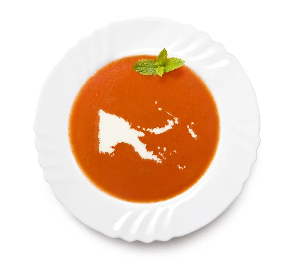 Тареловый томатный суп со сливками в форме папы Новой Гвинеи. (se — стоковое фото