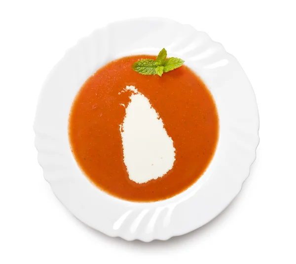 Плита томатный суп со сливками в форме Шри-Ланки. (серия ) — стоковое фото