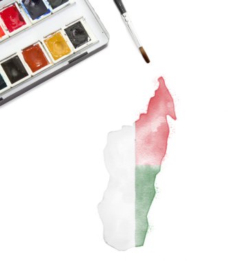 Ulusal renklerde suluboya resim Madagaskar. (seri
