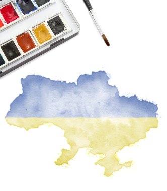 Ulusal renklerde suluboya resim Ukrayna. (seri)