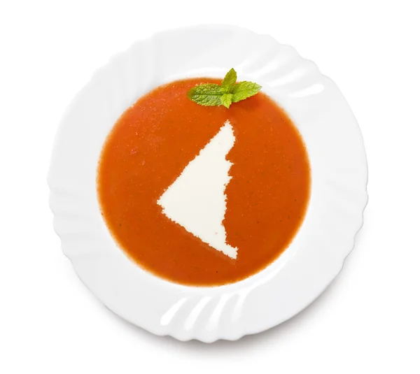 Тареловый томатный суп со сливками в форме Юкона. (серия ) — стоковое фото