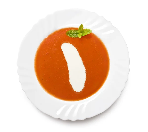 Тареловый томатный суп со сливками в форме острова Хоуэнд. (seri — стоковое фото