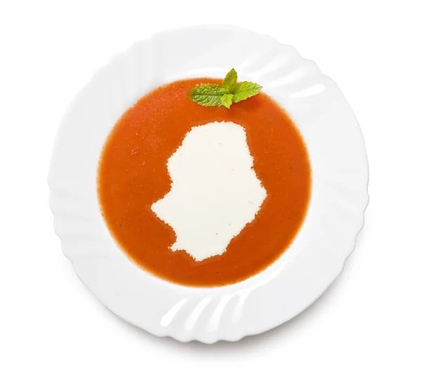 Тареловый томатный суп со сливками в форме Ниуэ. (серия ) — стоковое фото