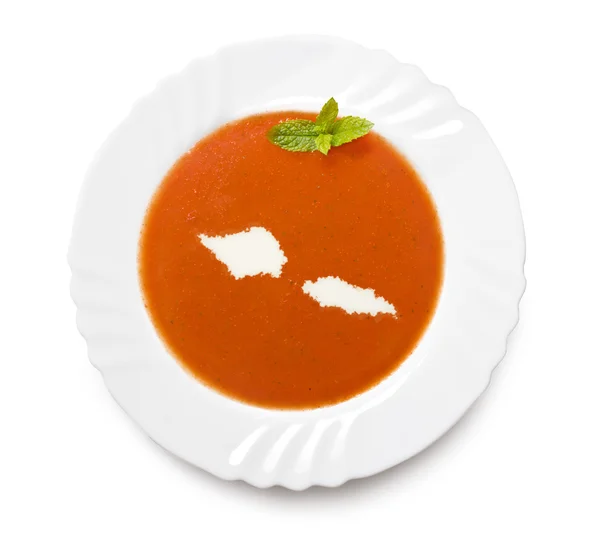 Тареловый томатный суп со сливками в форме Самоа. (серия ) — стоковое фото