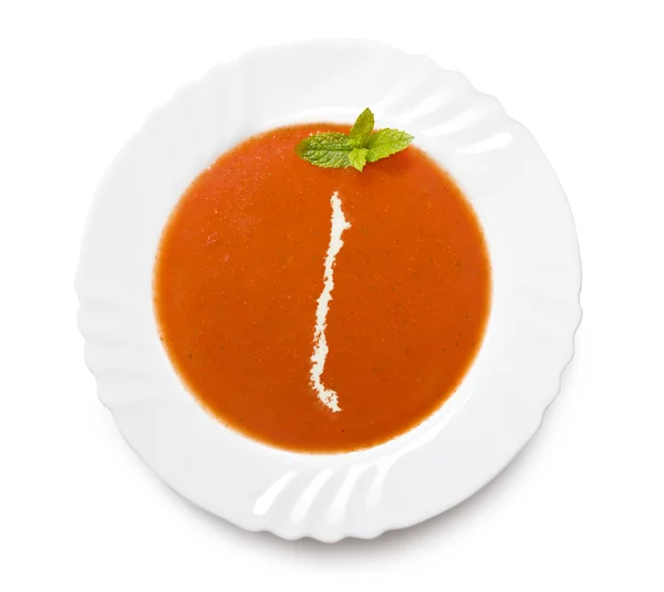 Плита томатный суп со сливками в форме Чили. (серия ) — стоковое фото