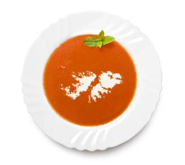 Суп из томатов со сливками в форме Фолклендских островов. (s — стоковое фото
