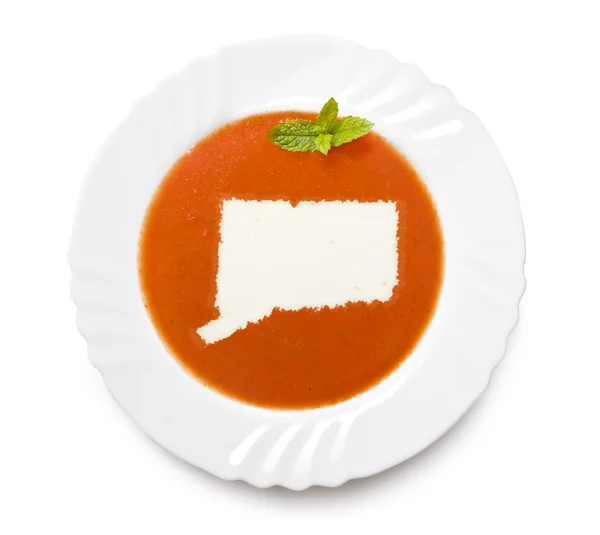 Piatto zuppa di pomodoro con crema a forma di Connecticut. (serie — Foto Stock