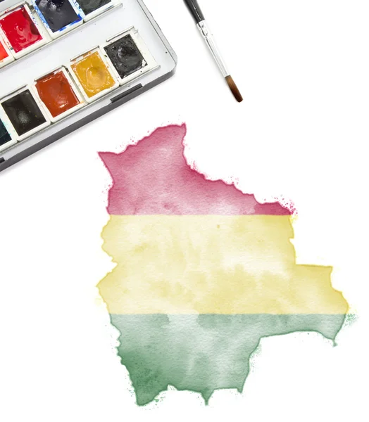玻利维亚在全国颜色的水彩作品。(系列) — 图库照片
