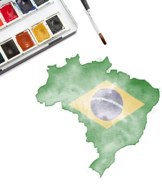 Pintura aquarela do Brasil nas cores nacionais. (série ) — Fotografia de Stock