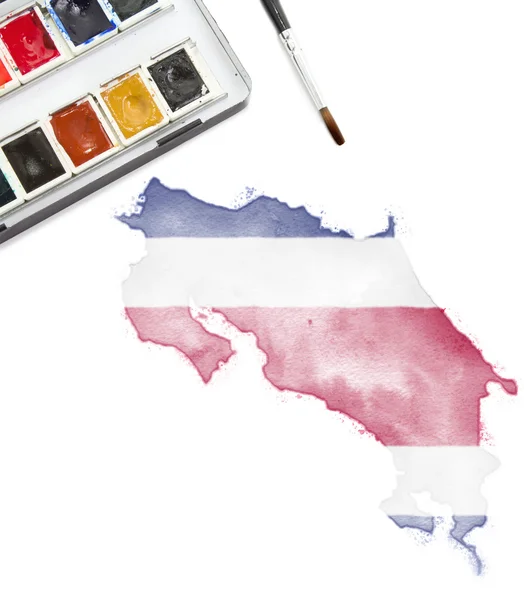 Aquarela pintura da Costa Rica nas cores nacionais. (série — Fotografia de Stock