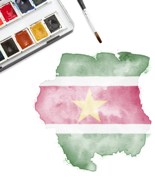 苏里南的水彩画作品在全国的颜色。(系列) — 图库照片