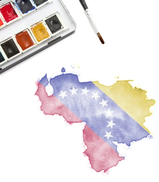 Akvarell festészet Venezuela a nemzeti színeket. (a sorozat) — Stock Fotó