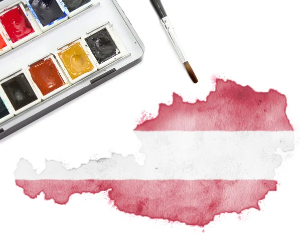 Pintura aquarela da Áustria nas cores nacionais. (série ) — Fotografia de Stock