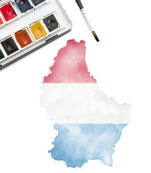 卢森堡在全国颜色的水彩作品。(系列 — 图库照片