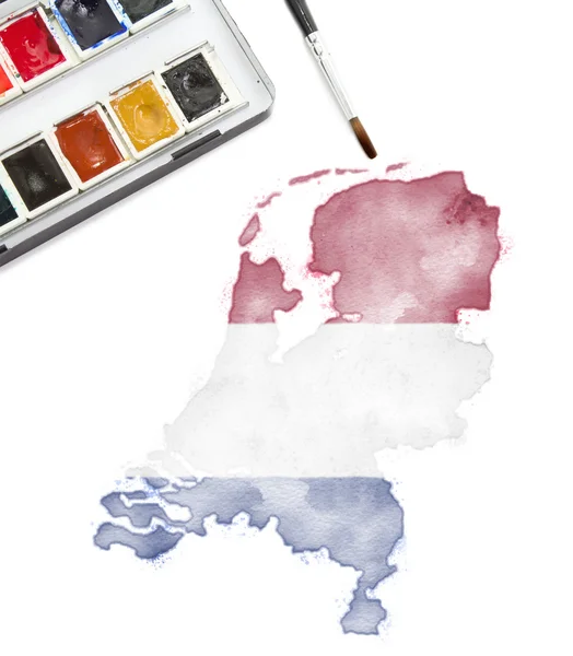 荷兰的国家颜色的水彩画作品。(意甲 — 图库照片