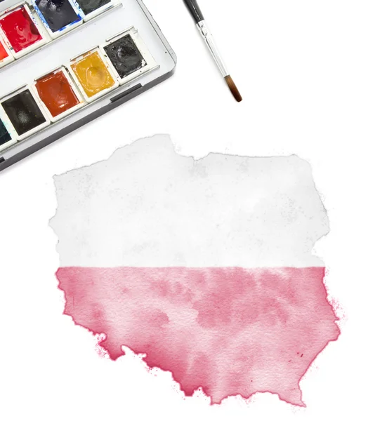 폴란드의 국가 색깔에 수채화 그림입니다. (시리즈) — 스톡 사진