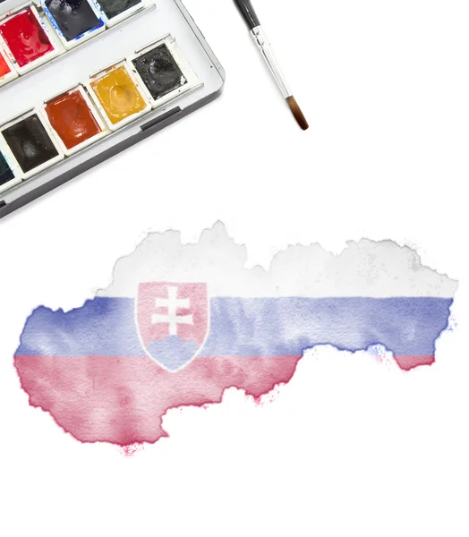 Aquarela pintura da Eslováquia nas cores nacionais. (série ) — Fotografia de Stock