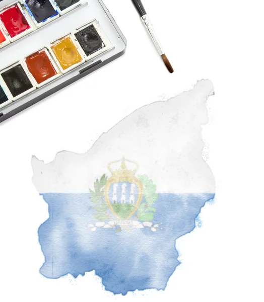 圣马力诺在全国颜色的水彩作品。(系列 — 图库照片