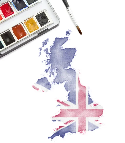 Watercolor painting of United Kingdom in the national colors.(se — Stock Photo, Image