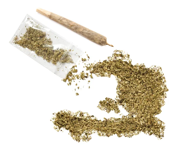 Weed in the shape of Haiti and a joint.(series) — Stock Photo, Image