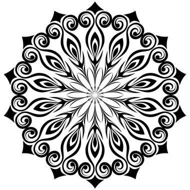 Dairesel monogram. Mandala. Siyah beyaz çizim