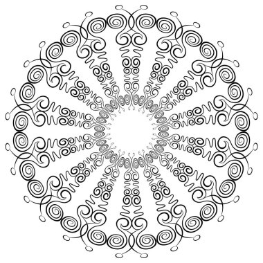 Dairesel monogram. Mandala. Siyah beyaz çizim