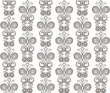 Monogram. Beyaz arkaplanda geometrik dikişsiz desen