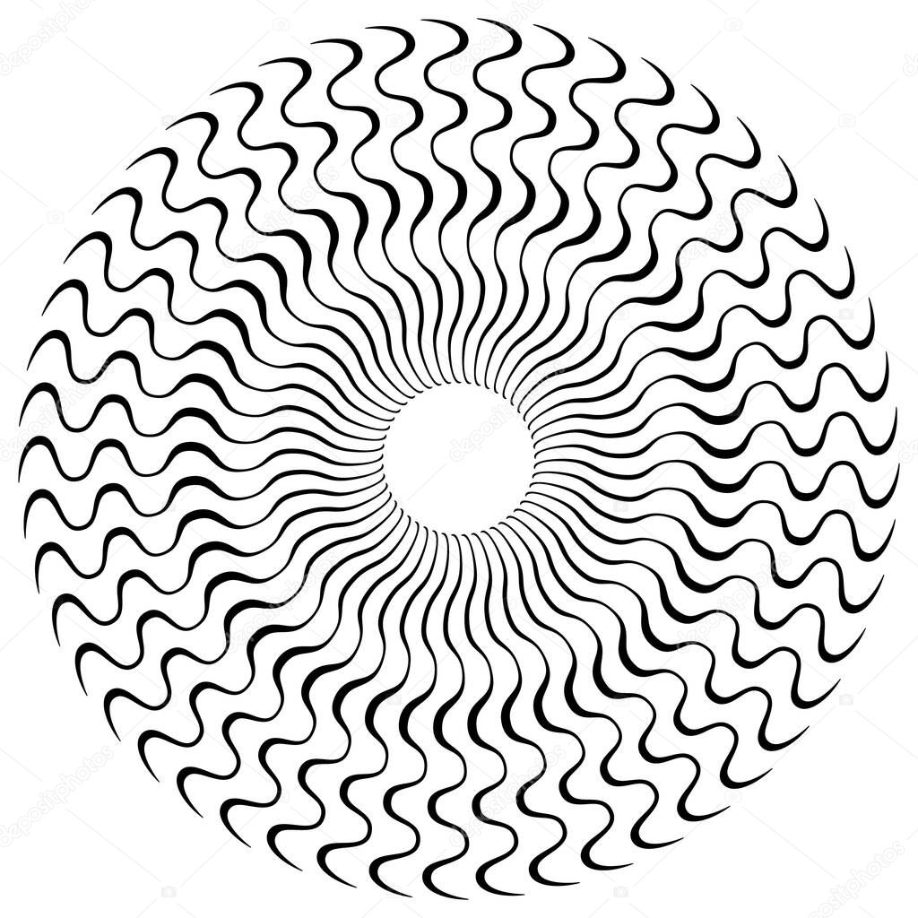 A circle of waves. Vector drawing.