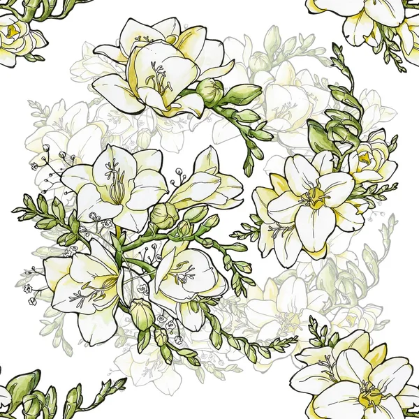 Pattern with freesia — Stock Photo, Image