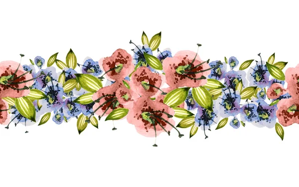 Gorizontal pattern with flowers — Stock Photo, Image