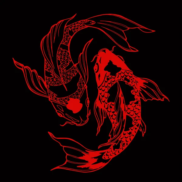 Koi ryb; Ying yang symbol — Zdjęcie stockowe