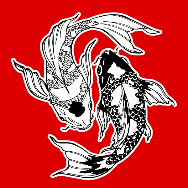 Koi ryb; Ying yang symbol — Zdjęcie stockowe