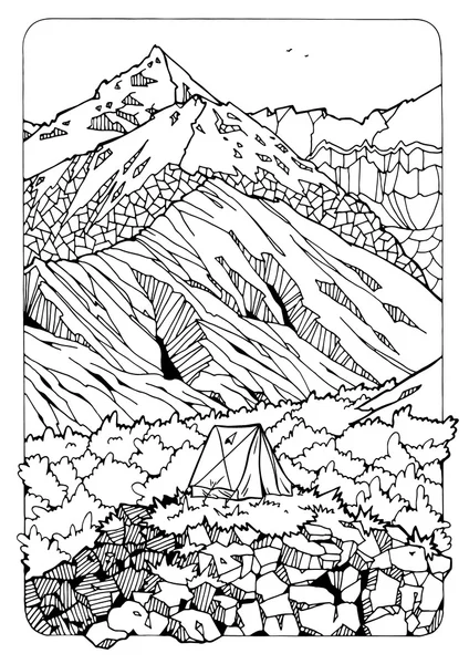 Coloring page with mountains — Stock Photo, Image