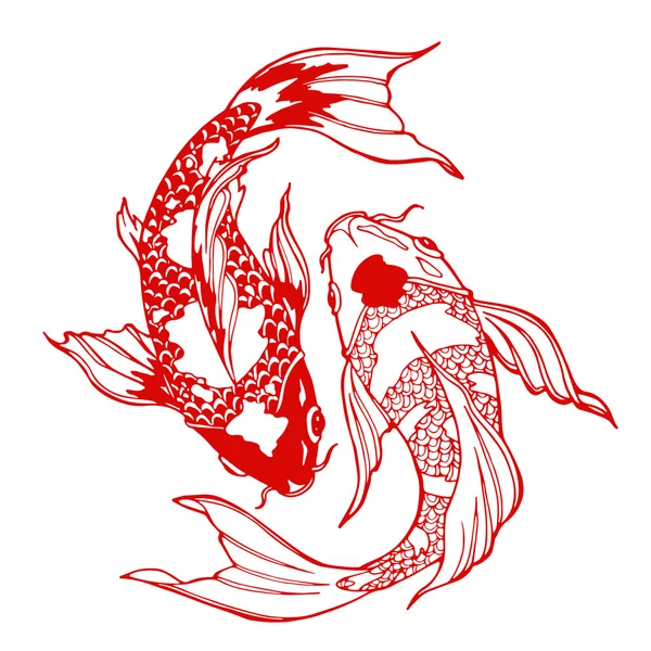 Koi Fisch; Ying Yang Symbol — Stockvektor