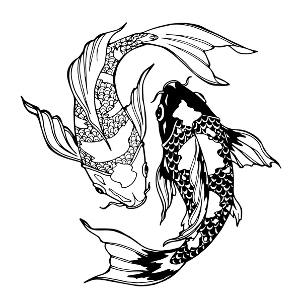 Koi Fisch; Ying Yang Symbol — Stockvektor