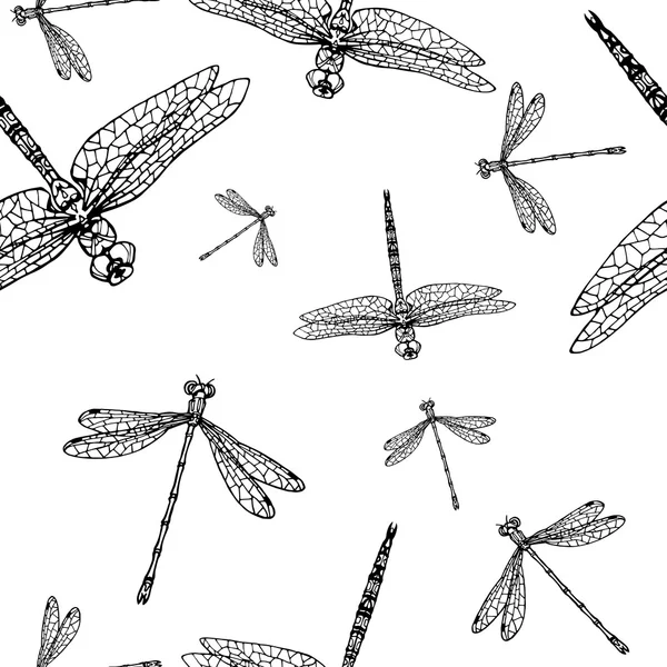 Bezešvé vzor s vážky — Stock fotografie