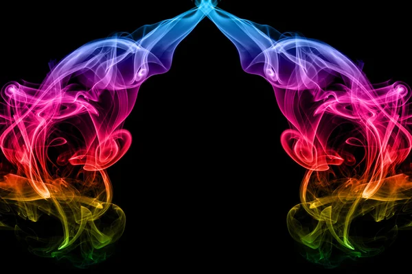 虹黒の背景上の煙から抽象的なフレーム — ストック写真