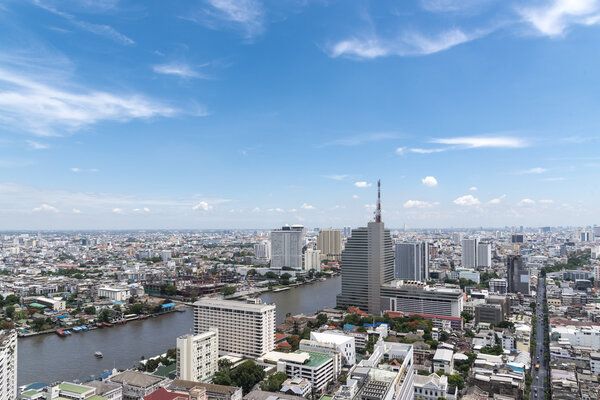Cityscape with blue sky and clouds in bangkok, Thailand