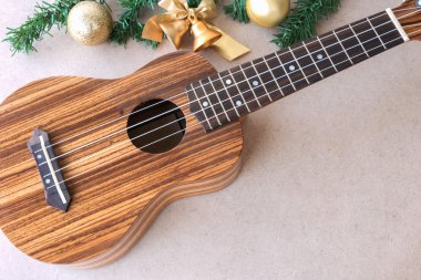 Ukulele Noel dekorasyonu ahşap tablo
